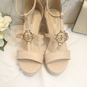 Bebe Nude Blush Wedges